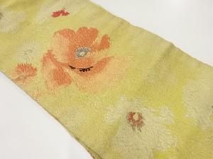 アンティーク　纐纈花模様織出し名古屋帯（材料）